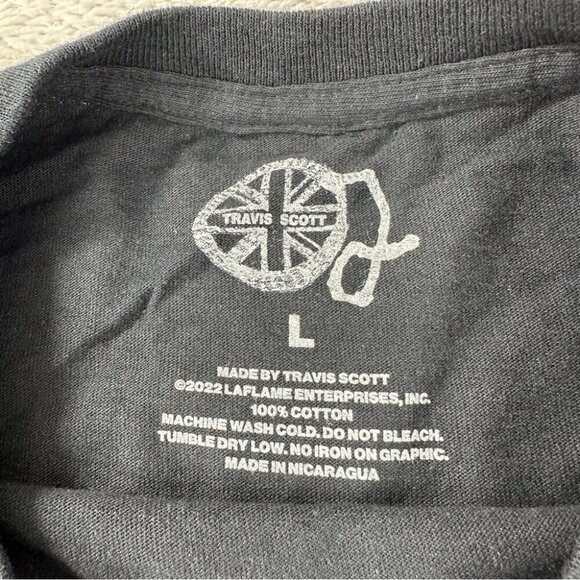 Travis Scott Men's Size Large 100% Cotton O2 Union Jack Black T-Shirt Made USA - Picture 2 of 11